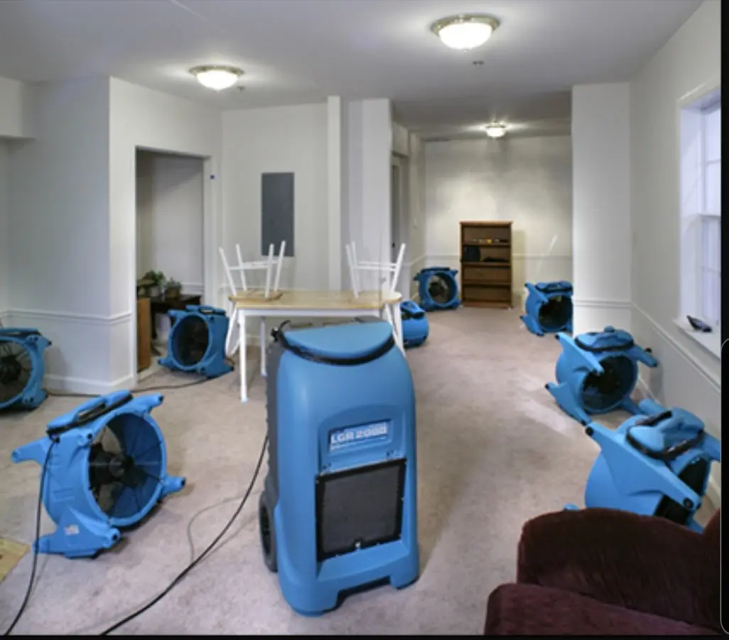 Air movers and dehumidifier setup for Water Extraction & Removal in Smithville